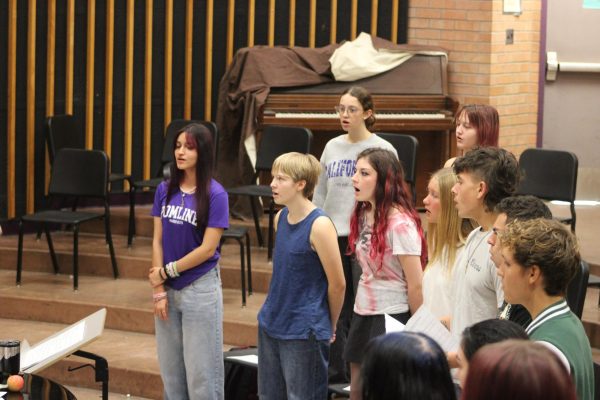 Choir practices a piece